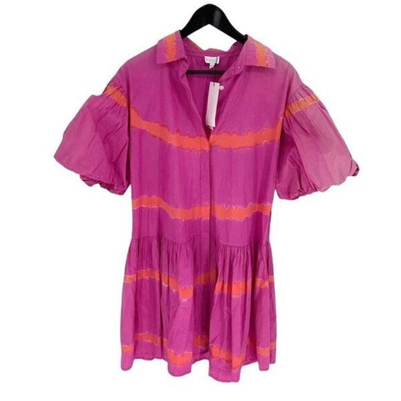WKND Womens Collared Puff Balloon Sleeve Frock It Dress Pink Size Large NWT - Picture 2 of 10